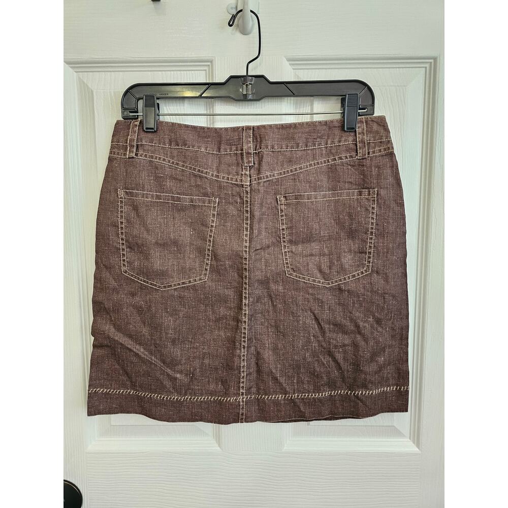 NWT Tori Richard Walnut Brown Linen Skirt Size 6 - Picture 4 of 6